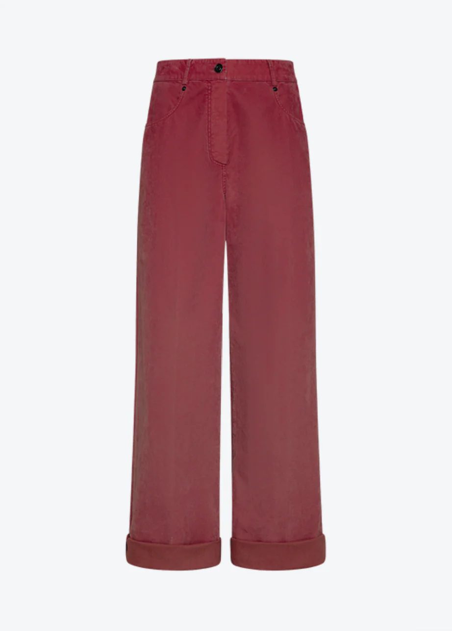 5–Pocket Trousers in Flocked Cotton
