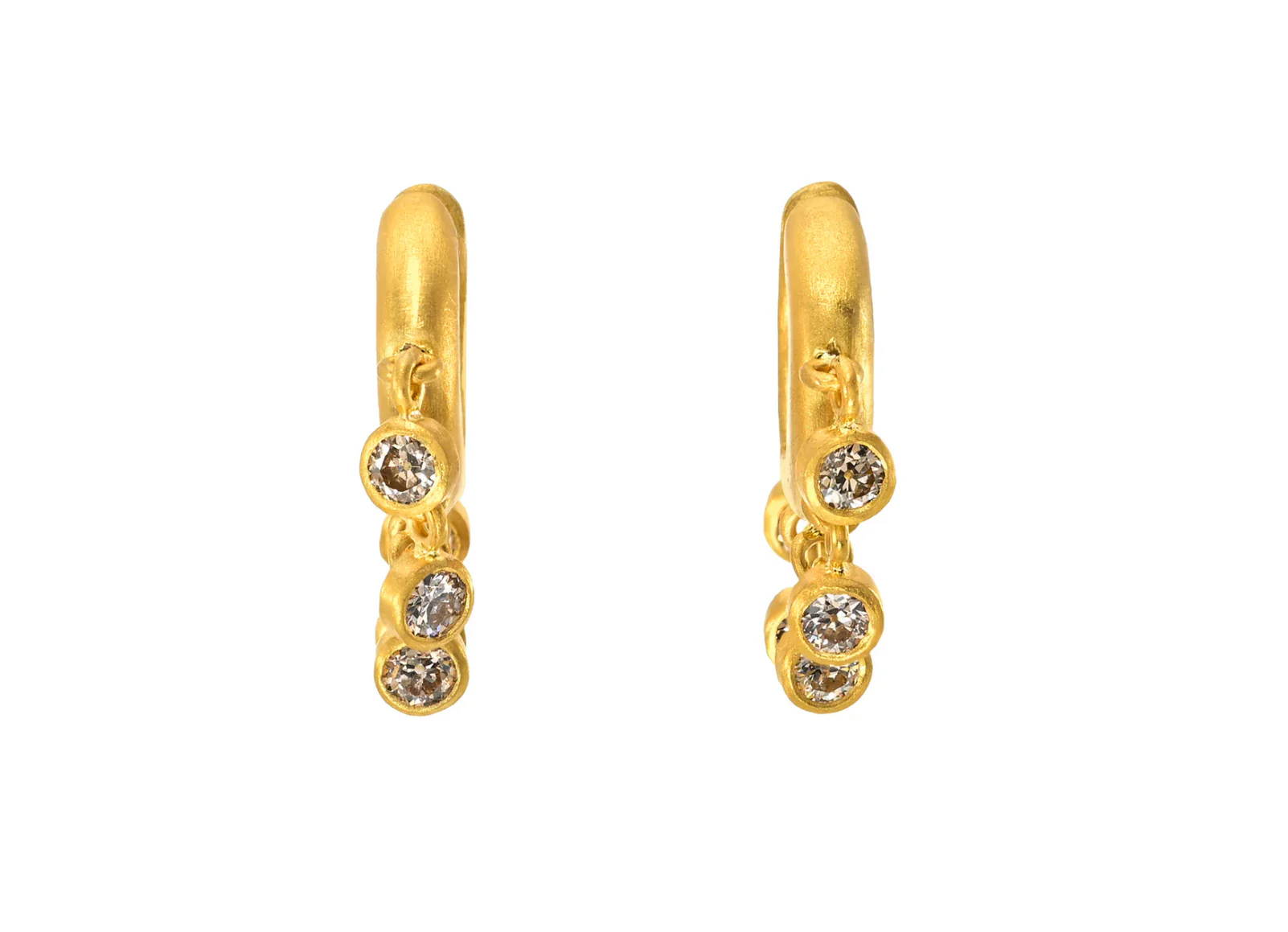 8mm Champagne Diamond Veil Signature Hoops - Image 2