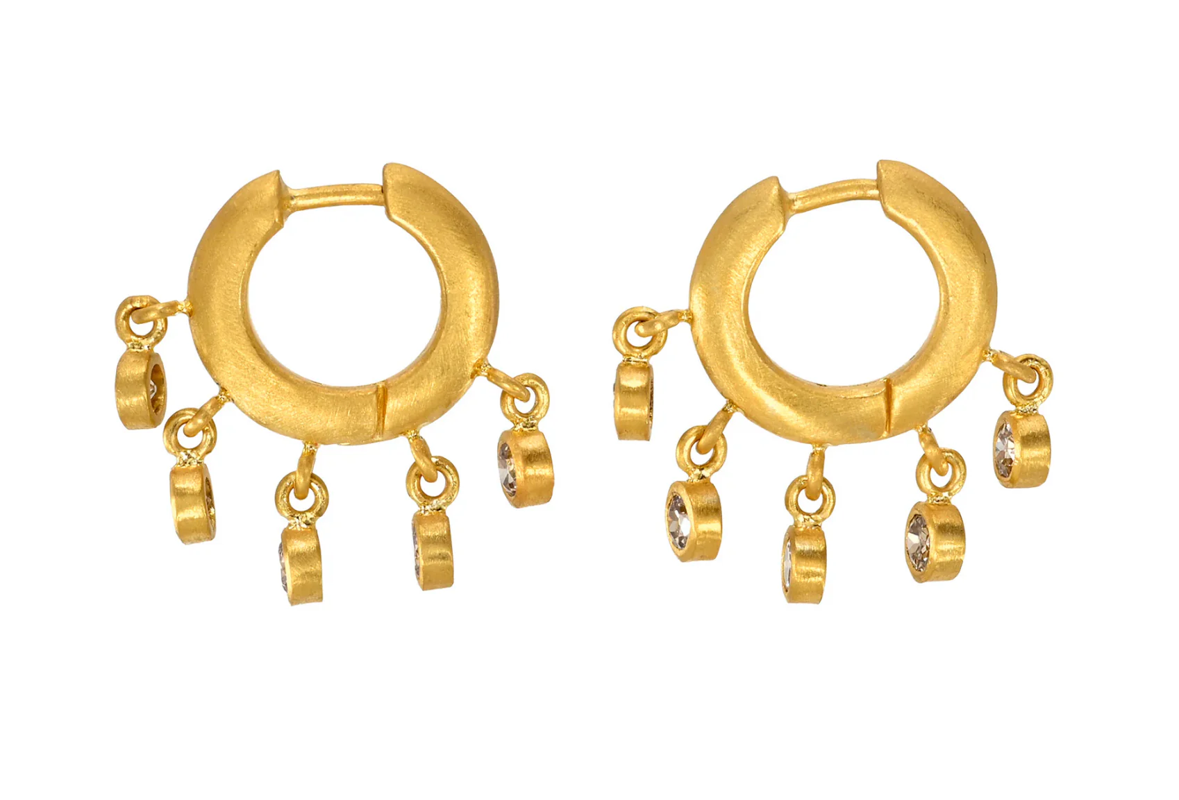 8mm Champagne Diamond Veil Signature Hoops - Image 3