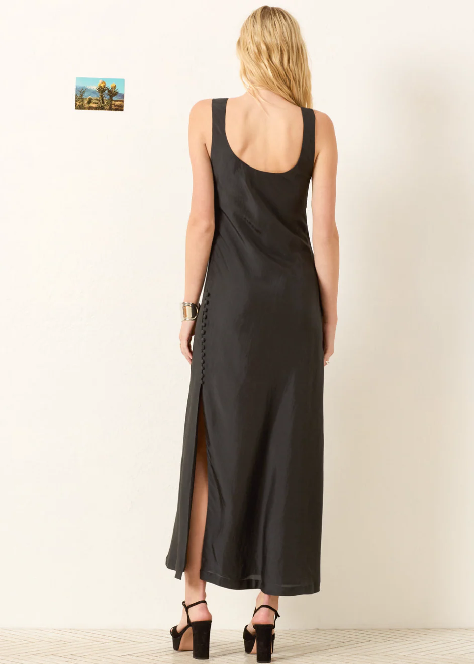 Adele Noir Silk Dress - Image 2