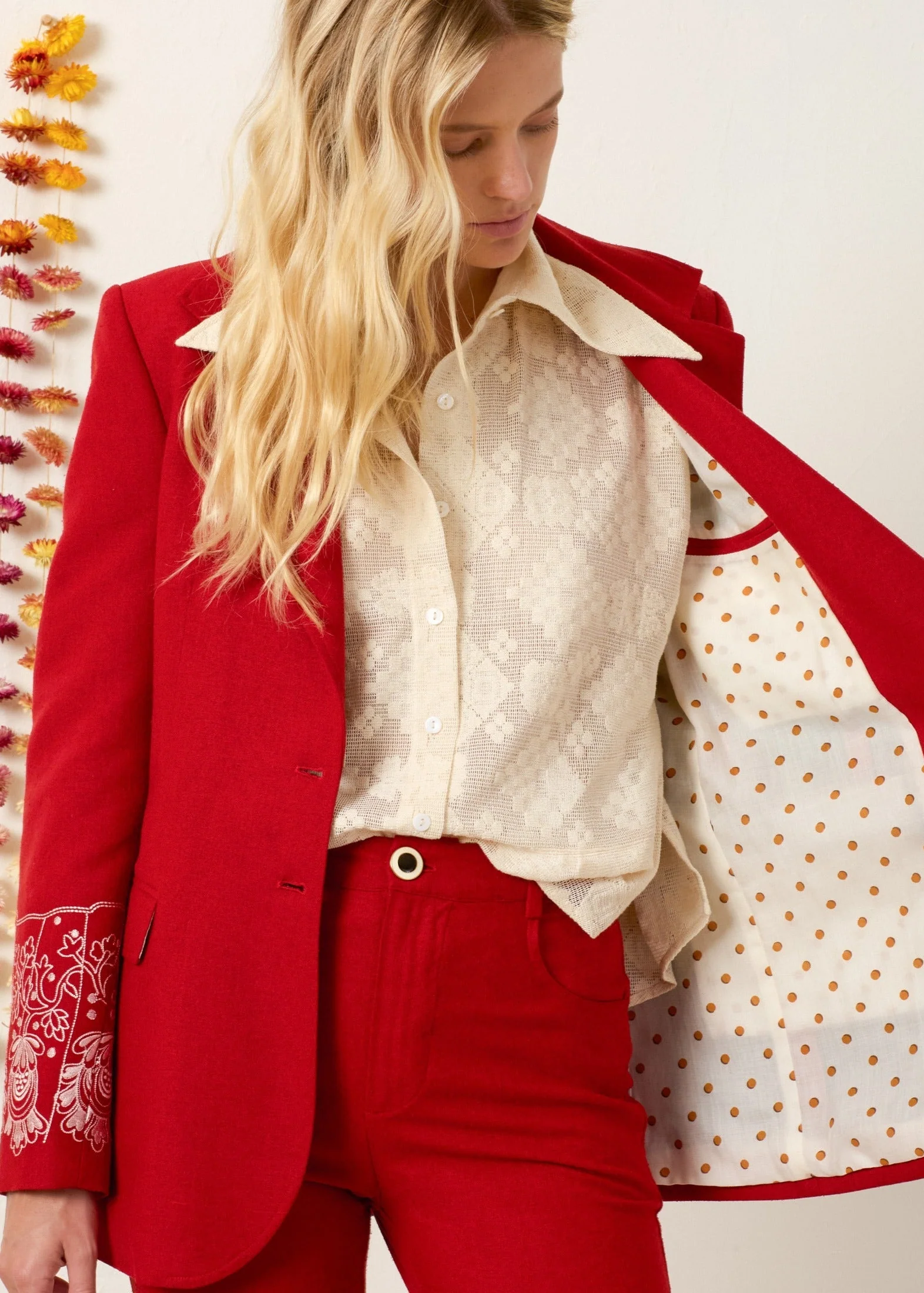 Afternoon Russet Lace Blazer - Image 2