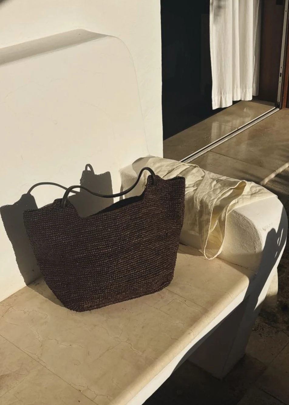 Amaya Raffia Tote in Brown - Image 4