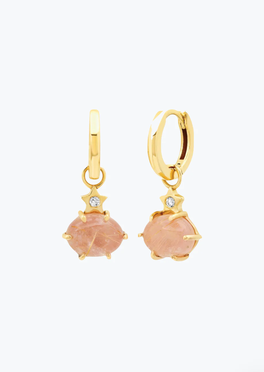 Mini Cosmo Hoop Earrings with Guava Quartz