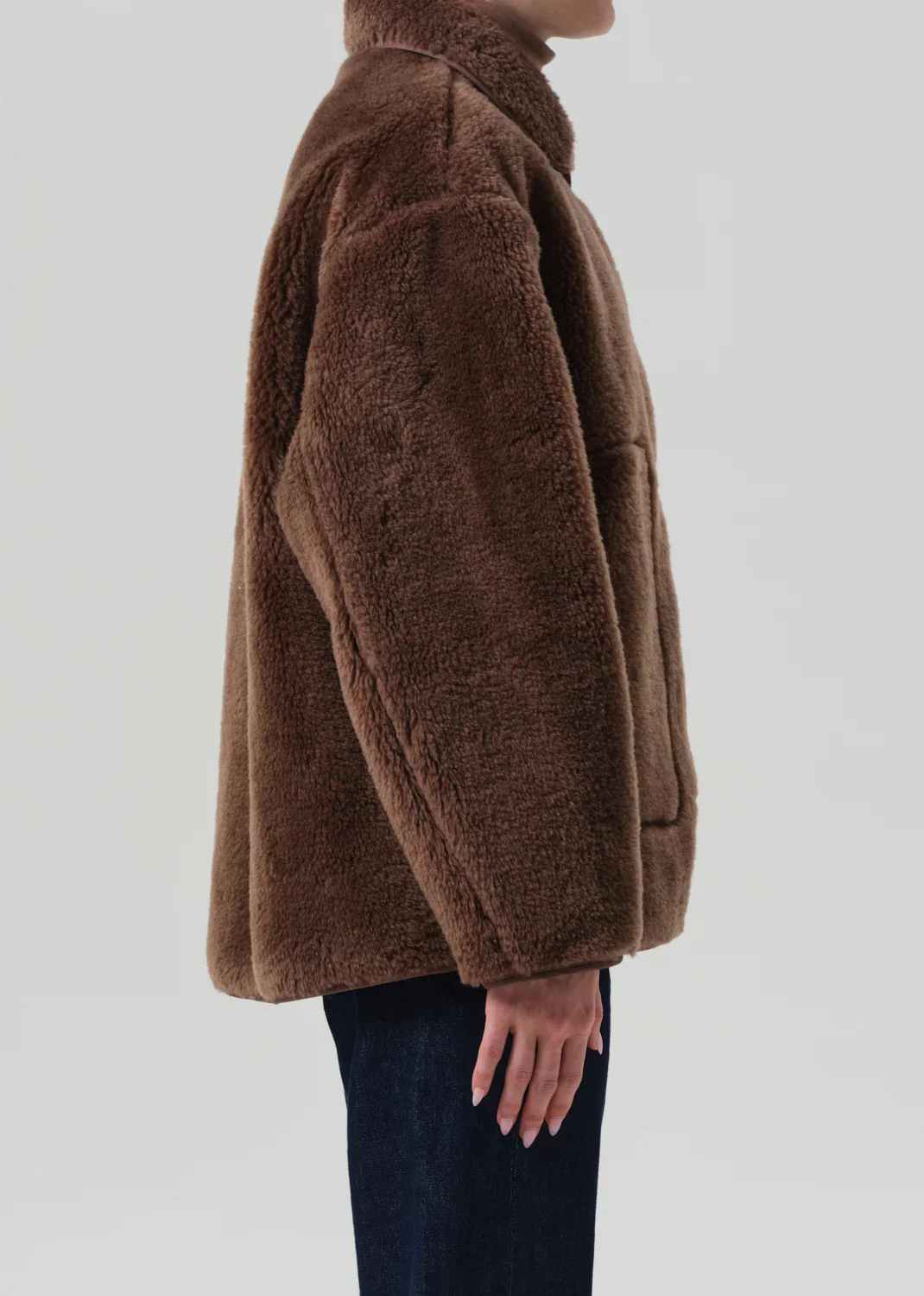 Astrid Sherpa Jacket in Warm Tan - Image 3