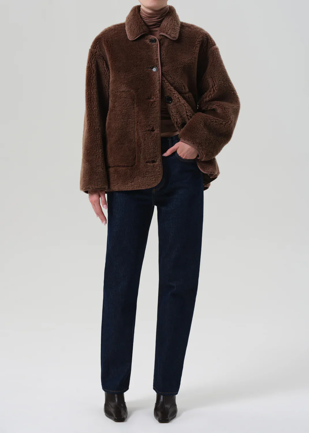 Astrid Sherpa Jacket in Warm Tan - Image 5