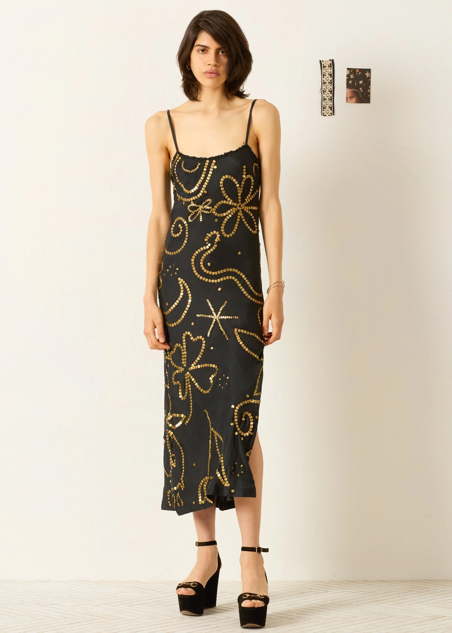 Athens Jet Coin Silk Dress