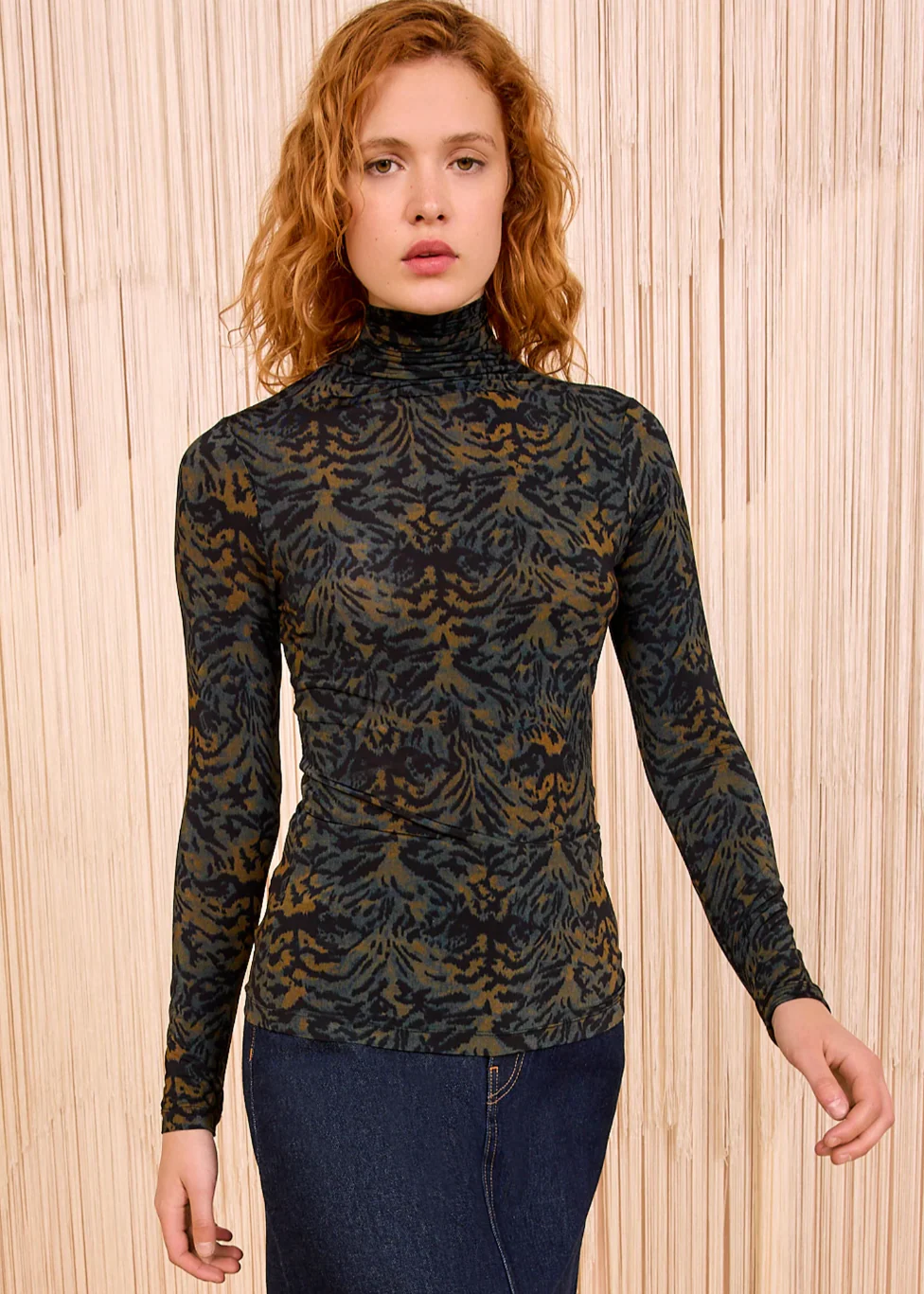 Aurelia Jersey Turtleneck in Desert Jasper - Image 2