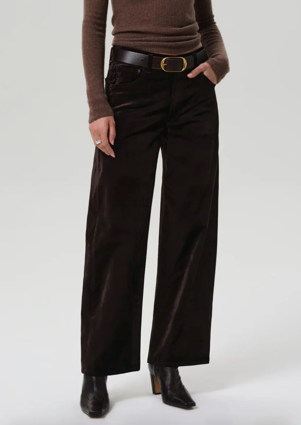 Ayla Baggy Velvet in Espresso - Image 2