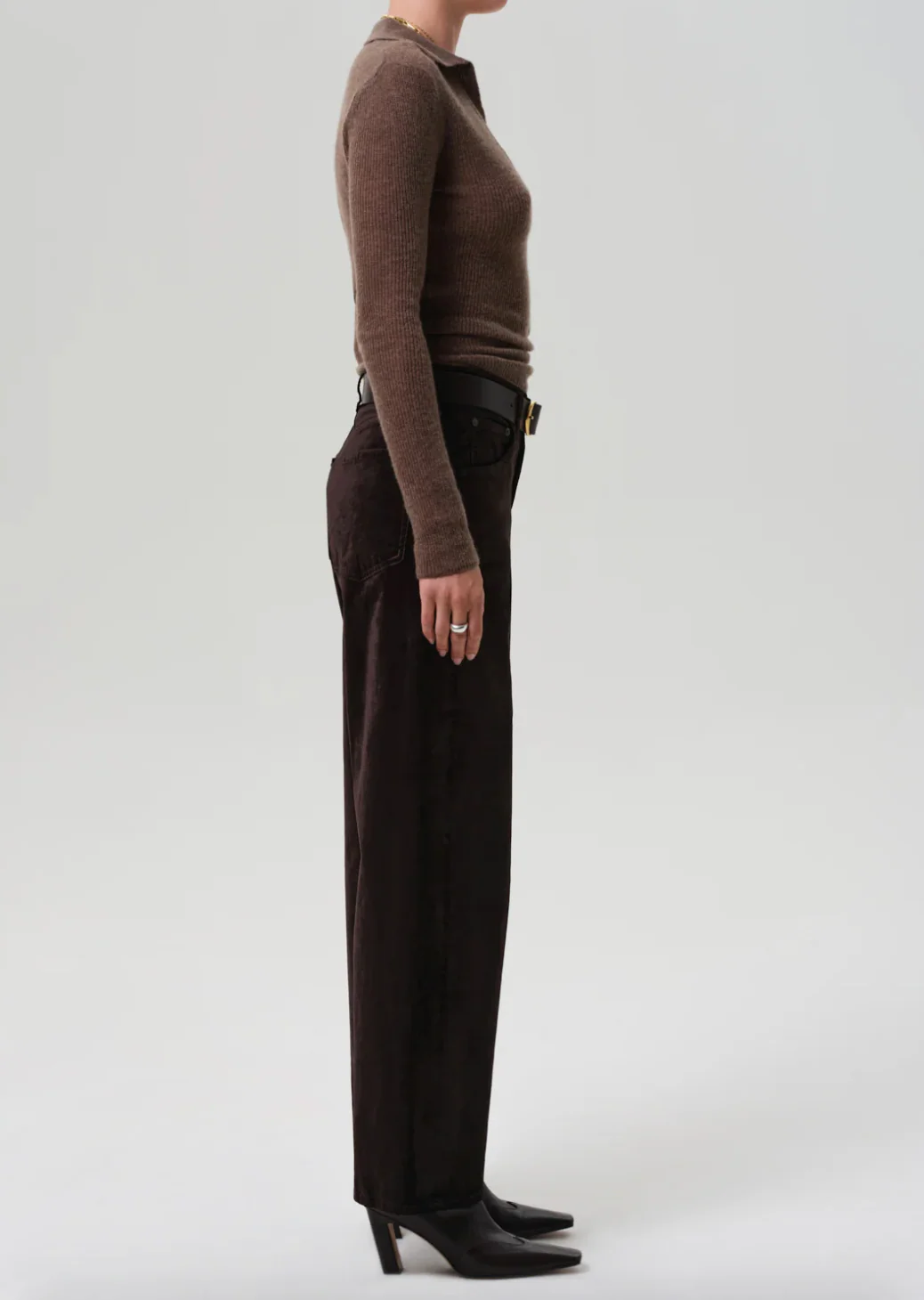 Ayla Baggy Velvet in Espresso - Image 3