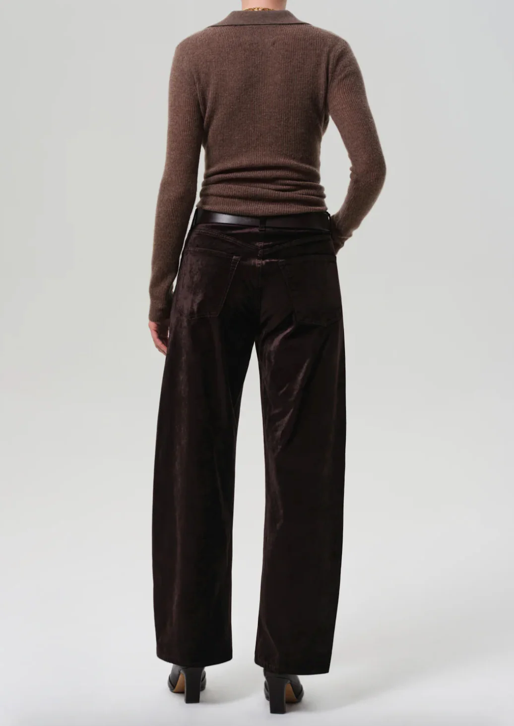 Ayla Baggy Velvet in Espresso - Image 4