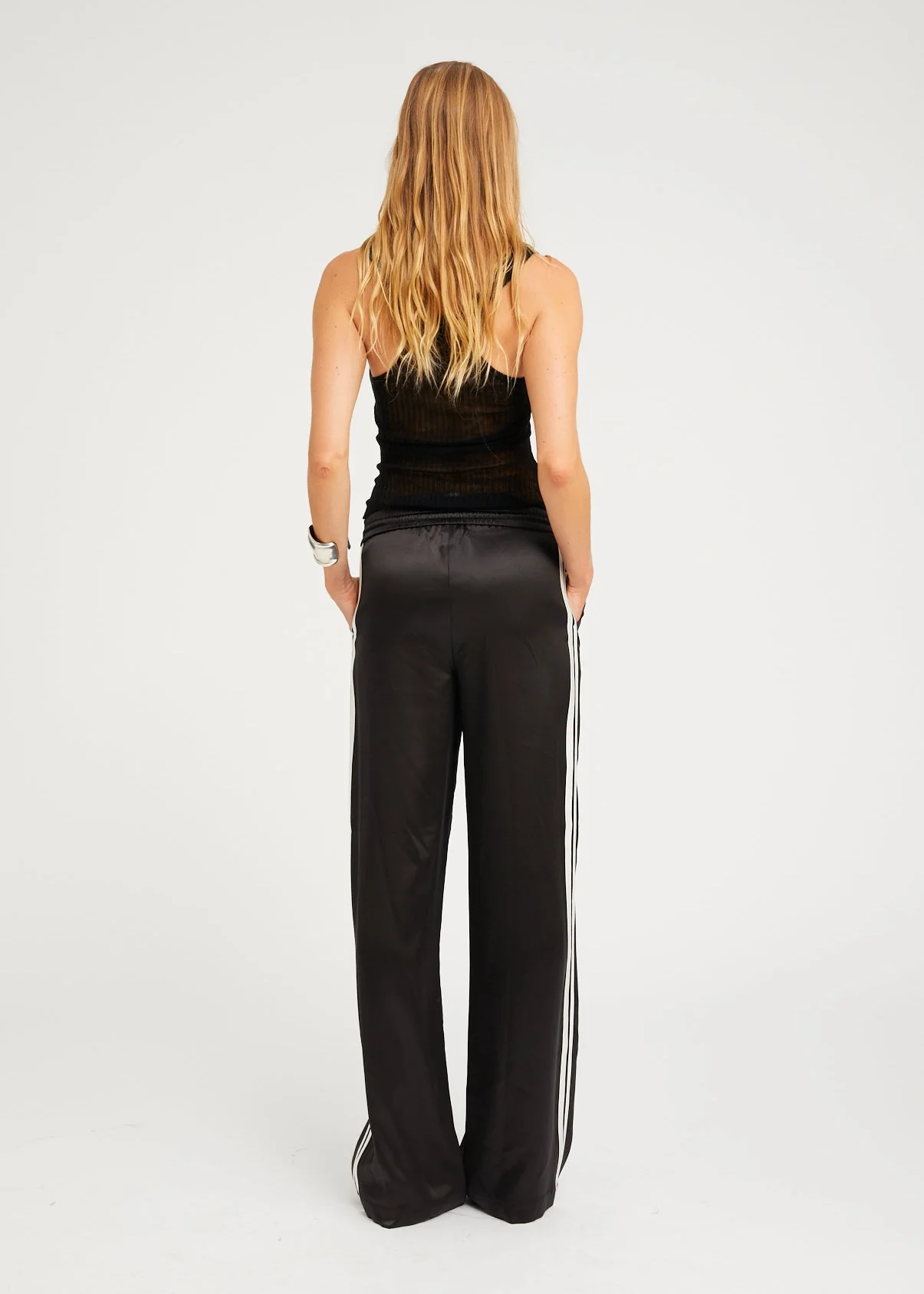 Baggy Athletic Silk Pants in Black - Image 5
