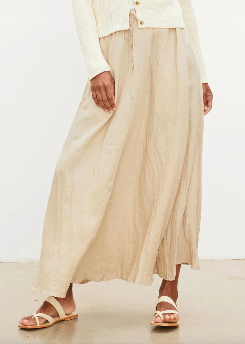 Bailey Linen Skirt in Biscuit