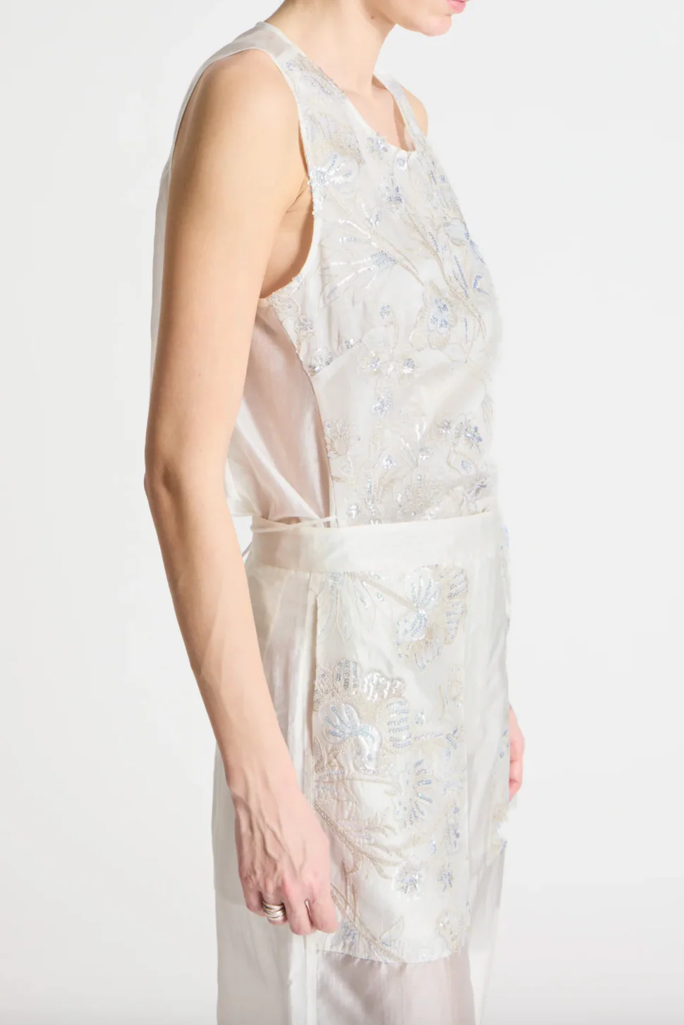 Benson Floral Sequin Blouse in Ivory - Image 4