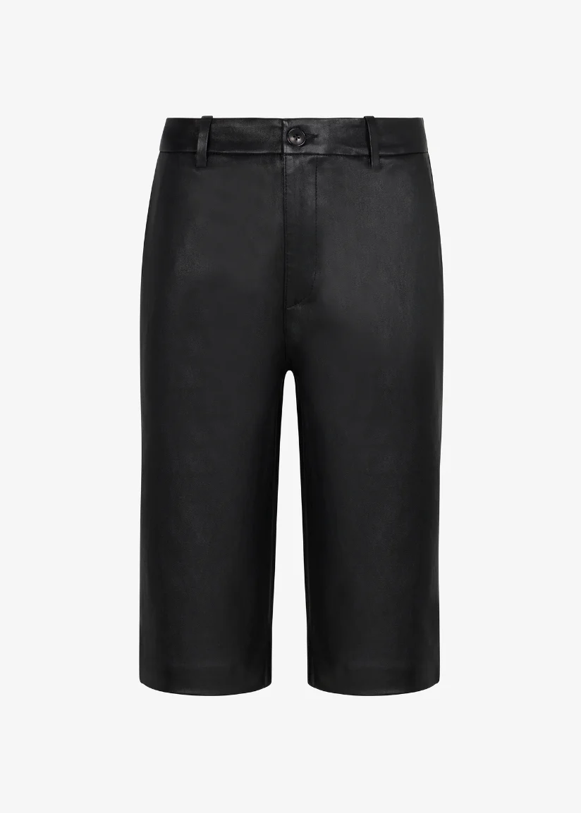 Brigitte Leather Bermuda Shorts in Black