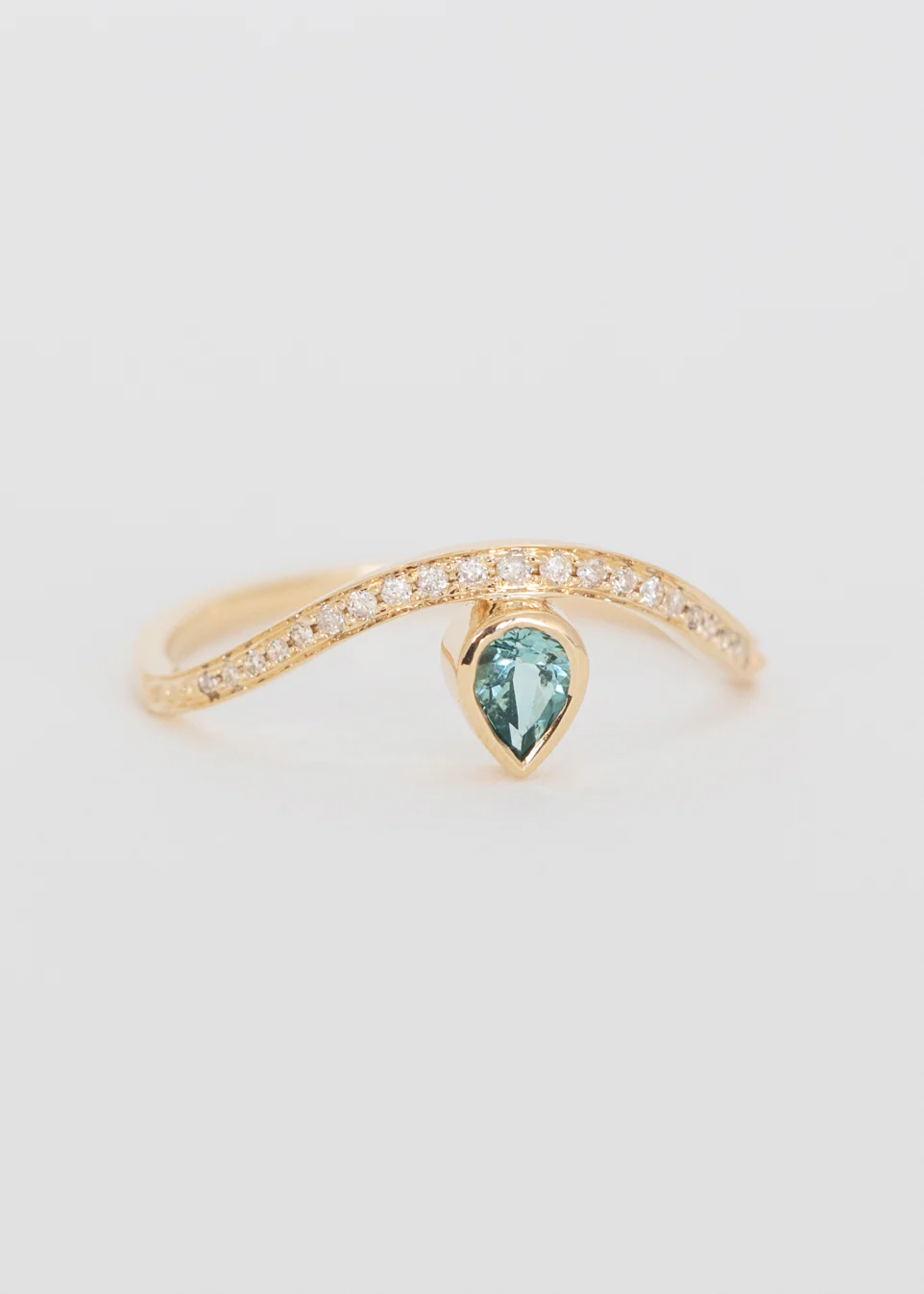 Tourmaline and Diamonds Wave Ring