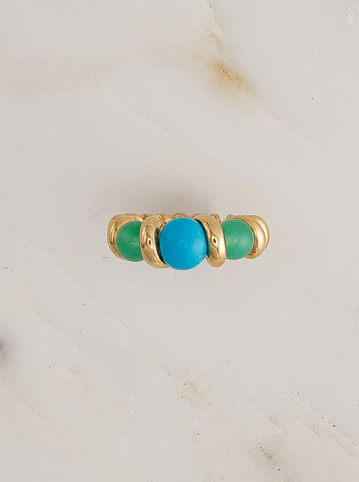 Chrysoprase and Turquoise Gumball Slinkee Ring - Image 2