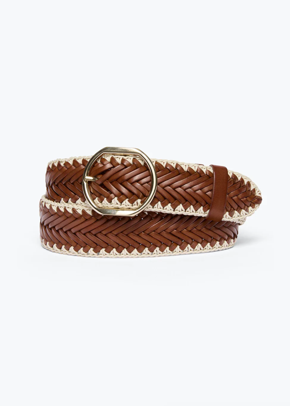 Brandy Woven Belt in Cognac