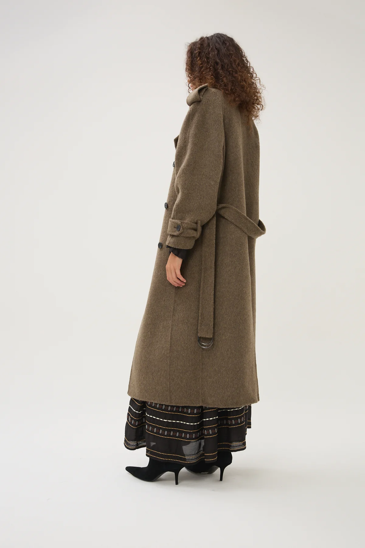 Byrne Cicero Long Coat in Army - Image 2