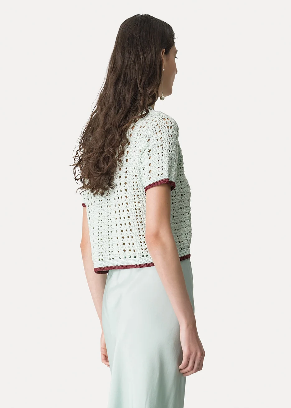 Cable' Luxe Handmade Crochet Polo Shirt - Image 3