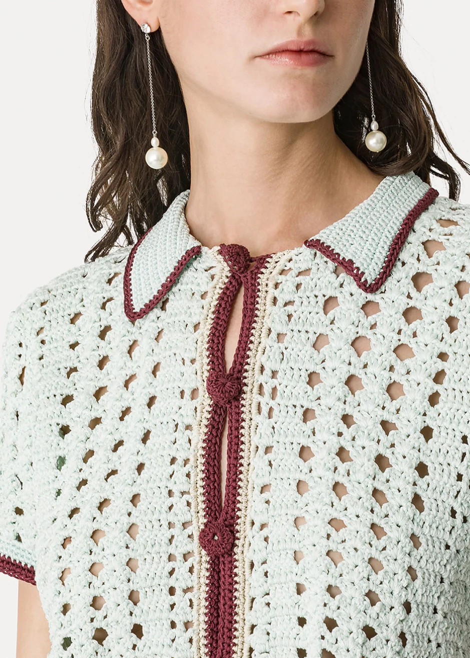 Cable' Luxe Handmade Crochet Polo Shirt - Image 4