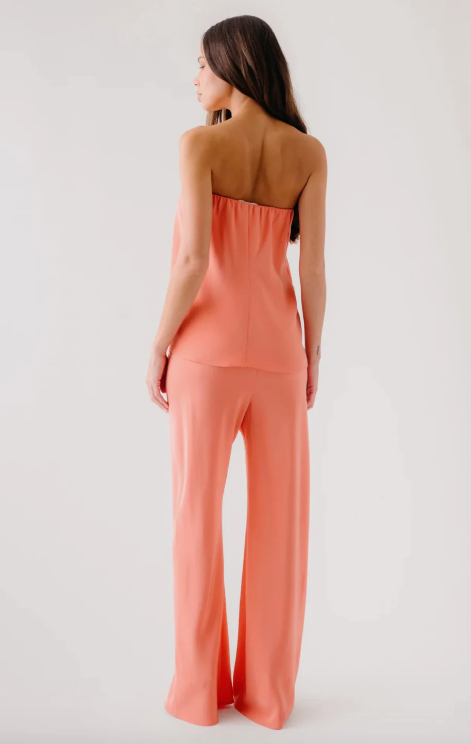 Naomi Bias Cut Silk Pull on Pants in Melon - Image 2