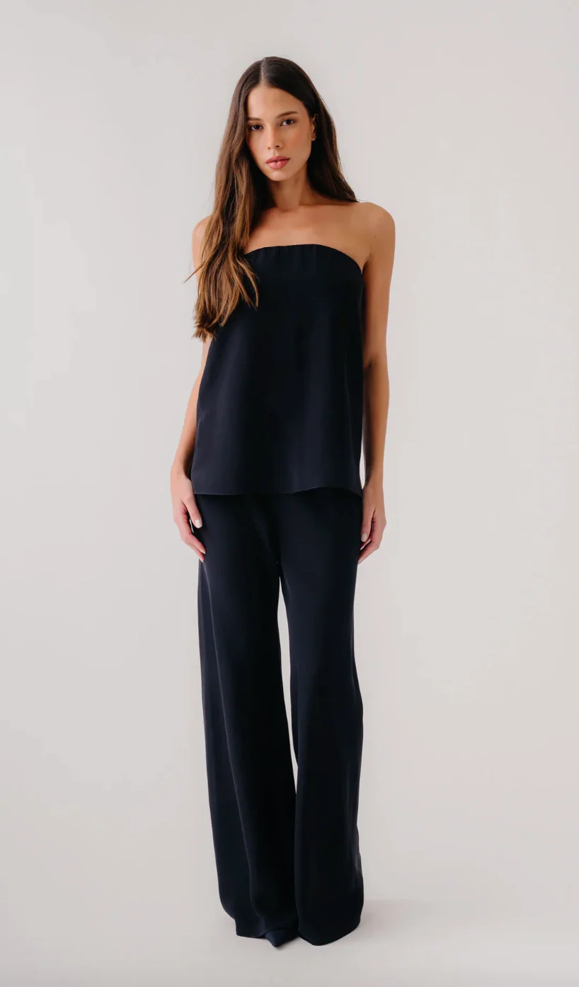 Camden Silk Strapless Top in Black - Image 2