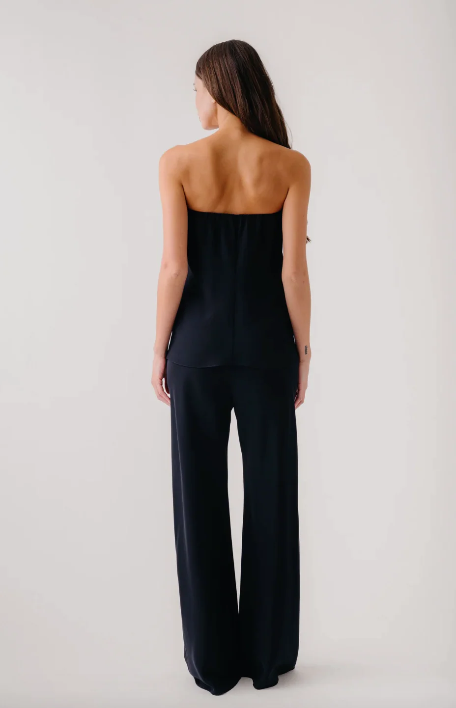 Camden Silk Strapless Top in Black - Image 3