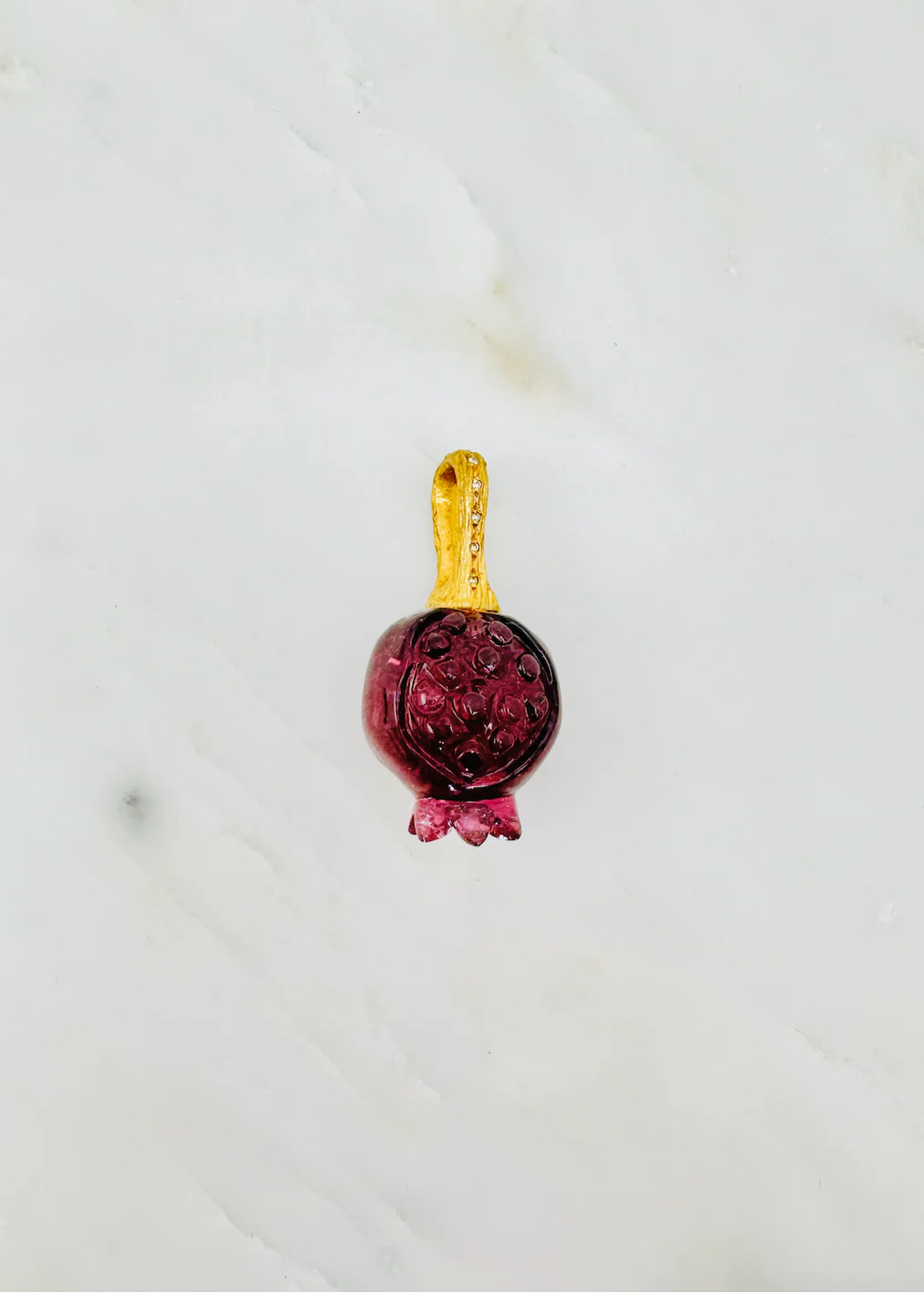 Carved Tourmaline Pomegranate Charm