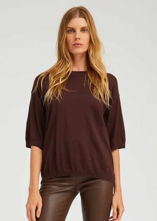 Cashmere Boxy Tee in Americano