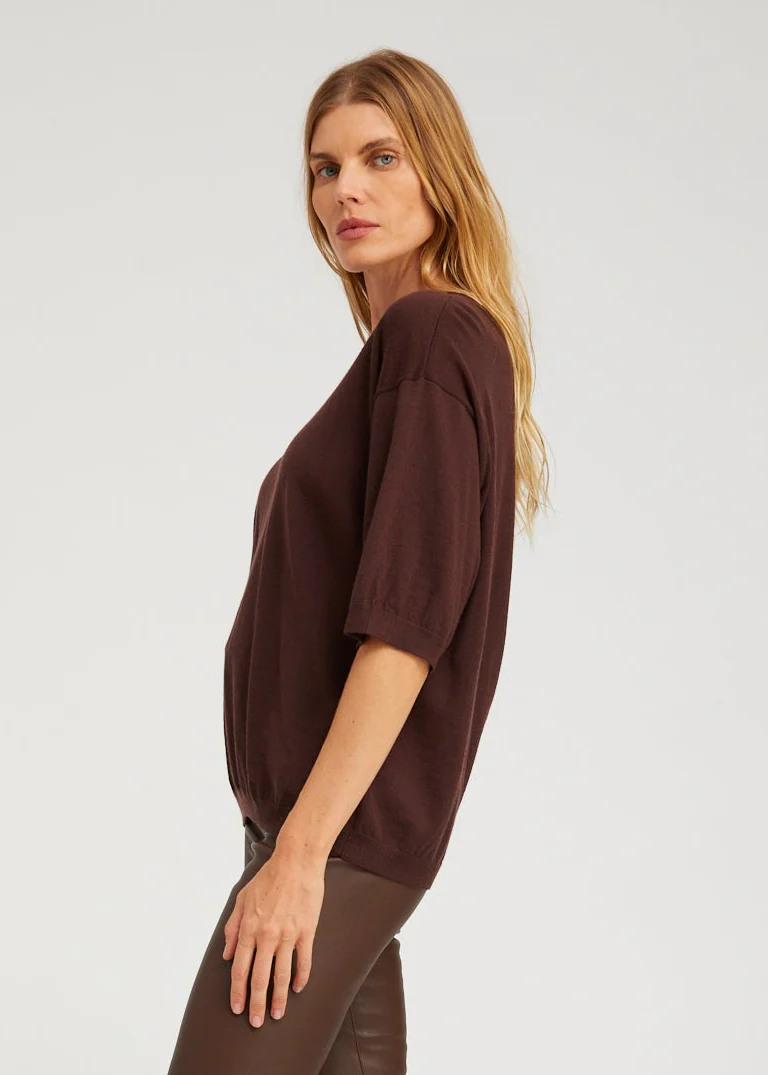 Cashmere Boxy Tee in Americano - Image 2