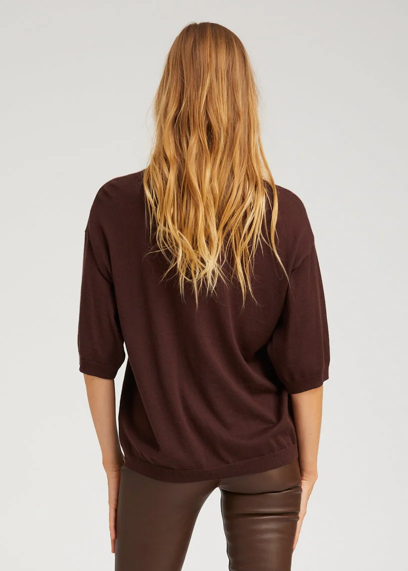 Cashmere Boxy Tee in Americano - Image 3