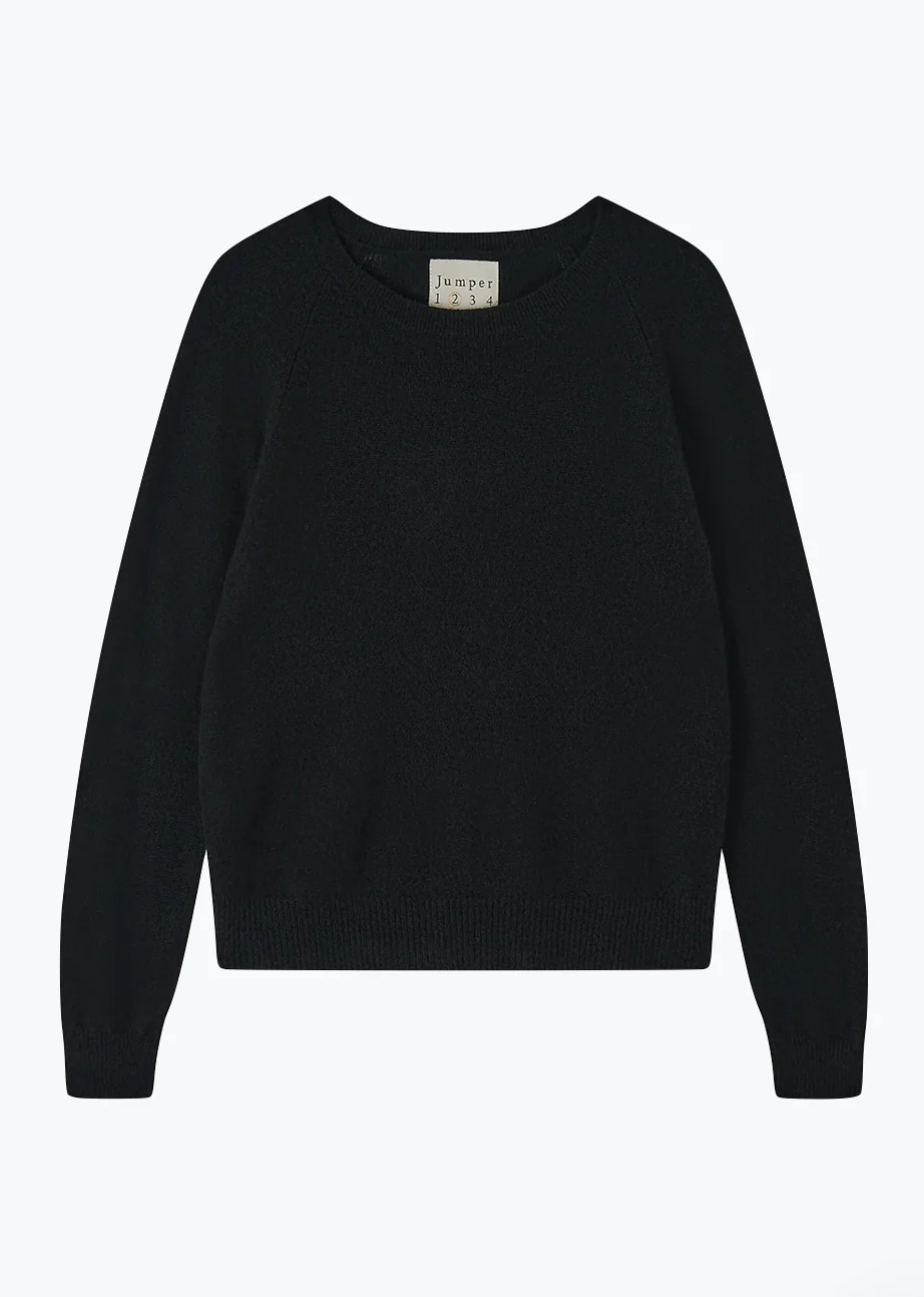 Cashmere Crop Crew in Black