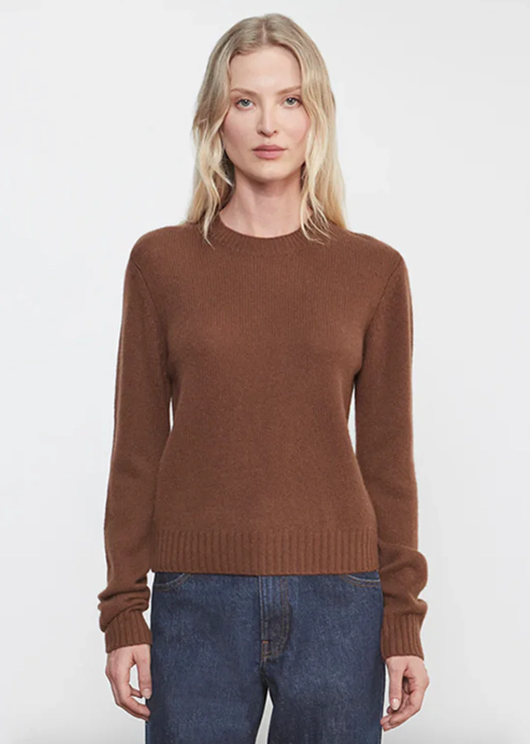 Cashmere Easy Long Sleeve Crew in Nutmeg