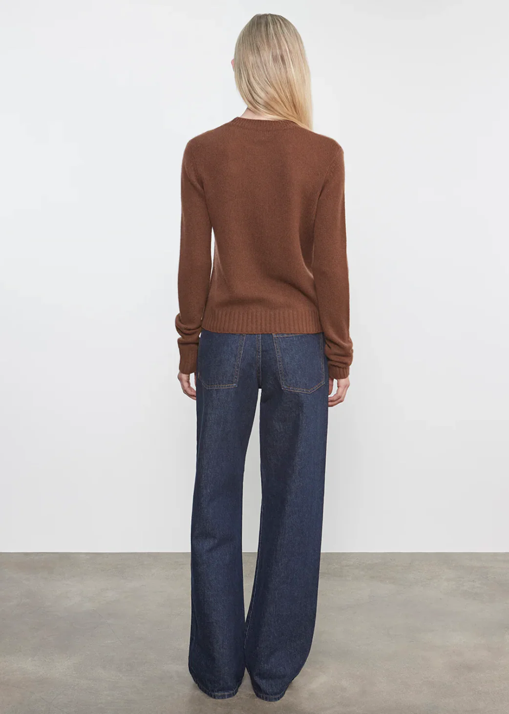 Cashmere Easy Long Sleeve Crew in Nutmeg - Image 3