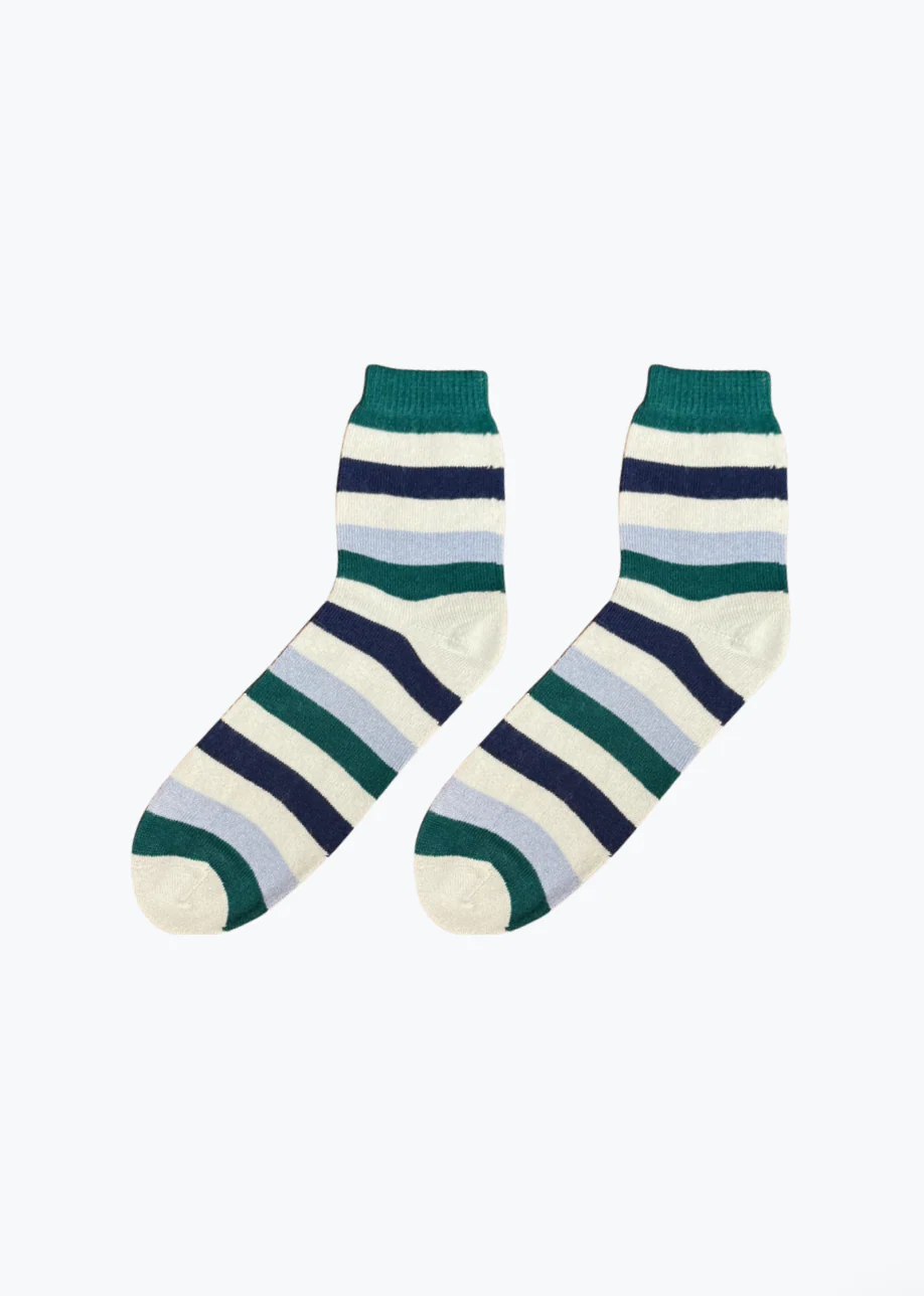 Cashmere Gradient Stripe Socks in Green