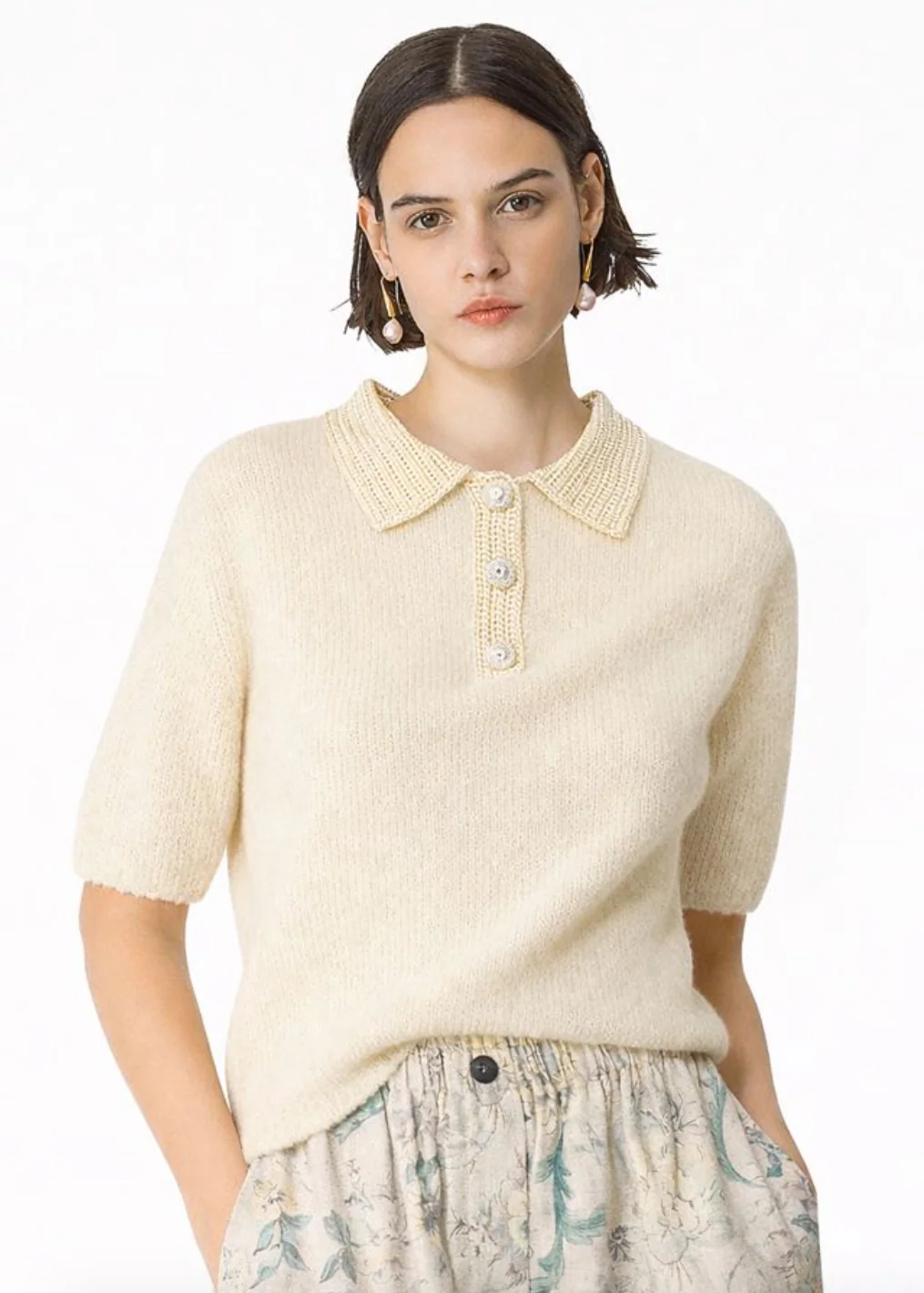 Cashmere Polo Shirt in Beurre - Image 2