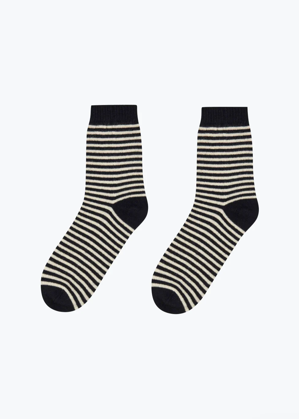 Cashmere Stripe Socks in Black and Jasmine