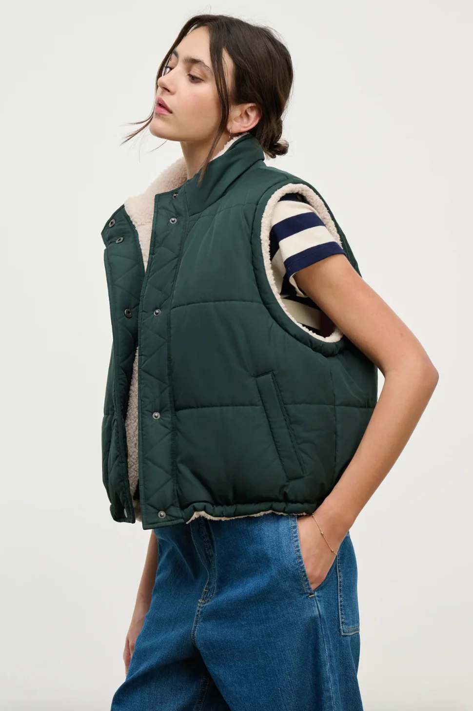 Cathy Puffy Sherpa Reversible Vest - Image 3