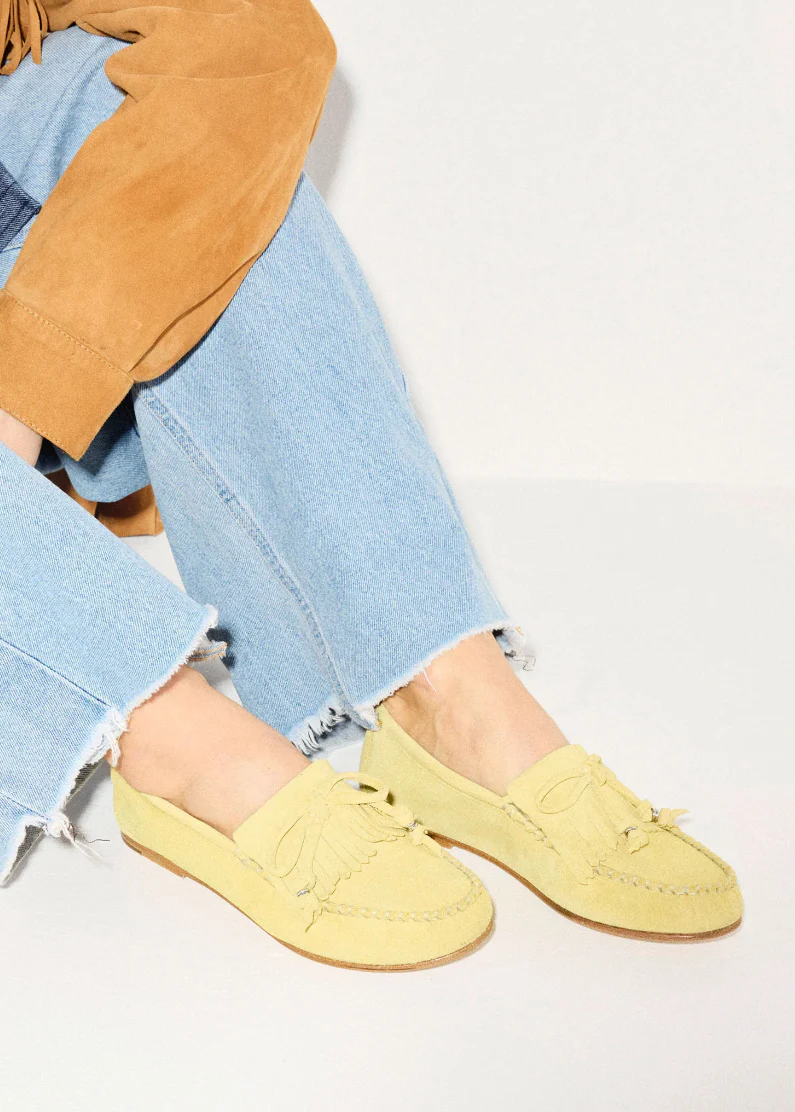 Celeste Fringe Loafer in Citrus Suede - Image 2