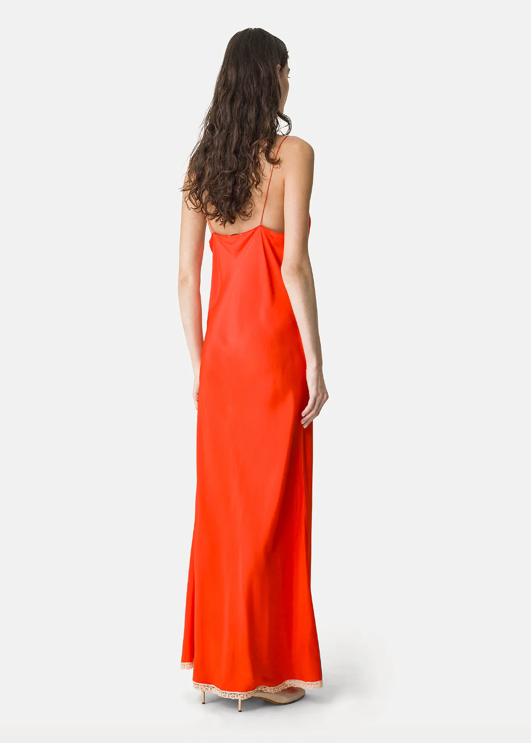 Slip Dress with Lace in Rouge - Image 3