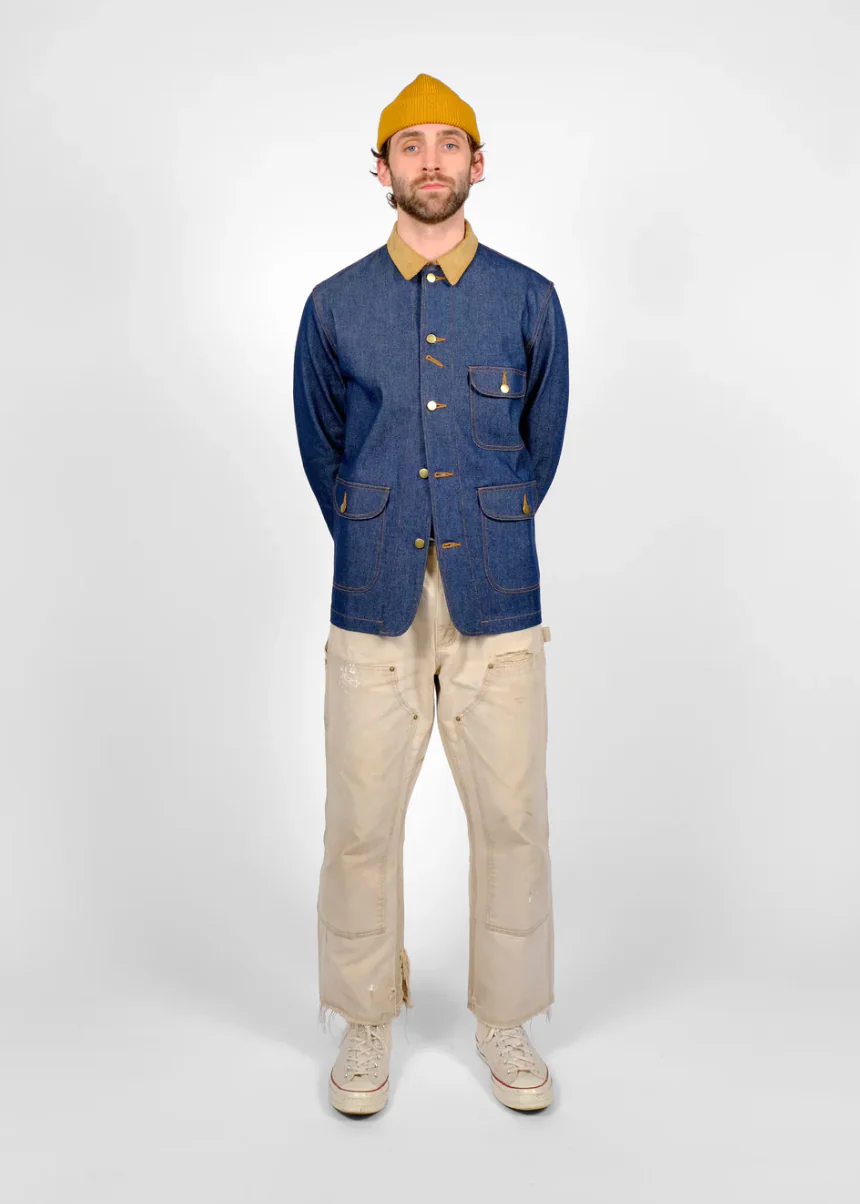 Chore Coat 2.0 in Indigo Denim & Fawn Corduroy - Image 3