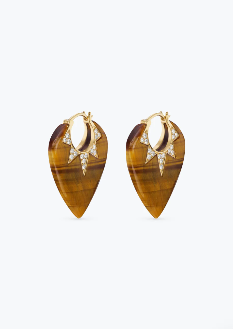 Classic Guitar Pick Earrings with Tiger's Eye