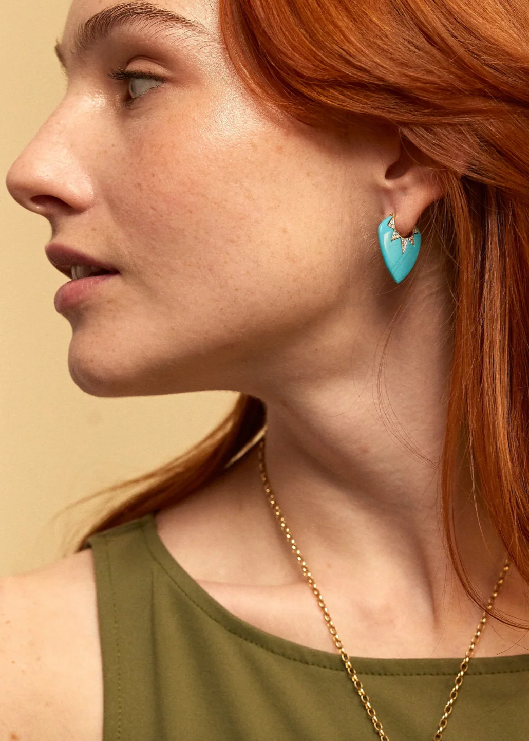 Classic Guitar Pick Earrings with Turquoise - Image 2