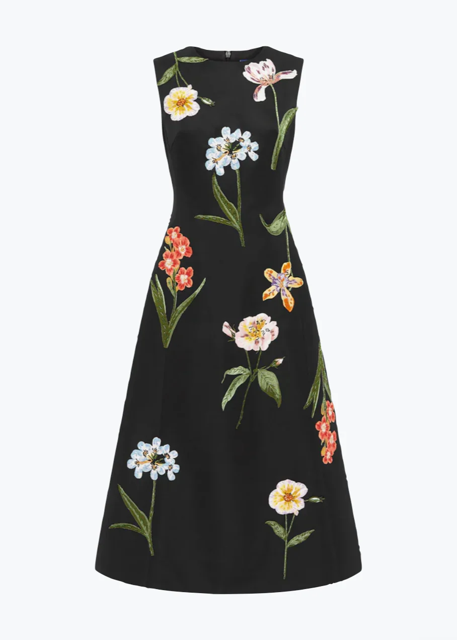 Cleo Embroidered Sleeveless Midi Dress
