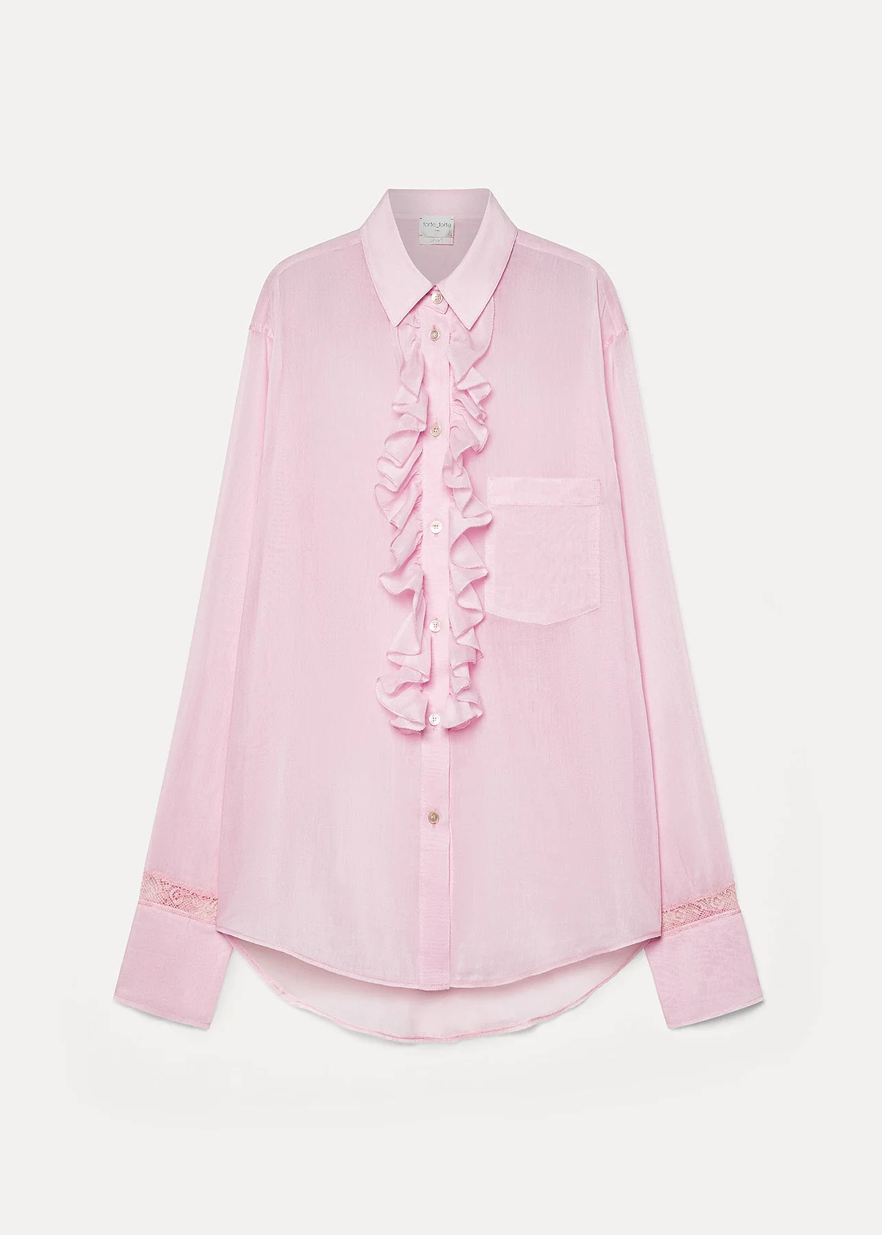 Cotton Silk Voile and Lace Shirt