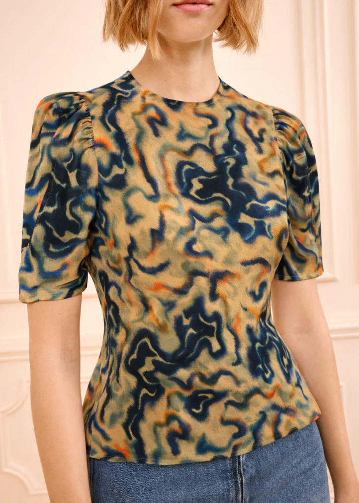 Corine Silk Top in Geode - Image 2