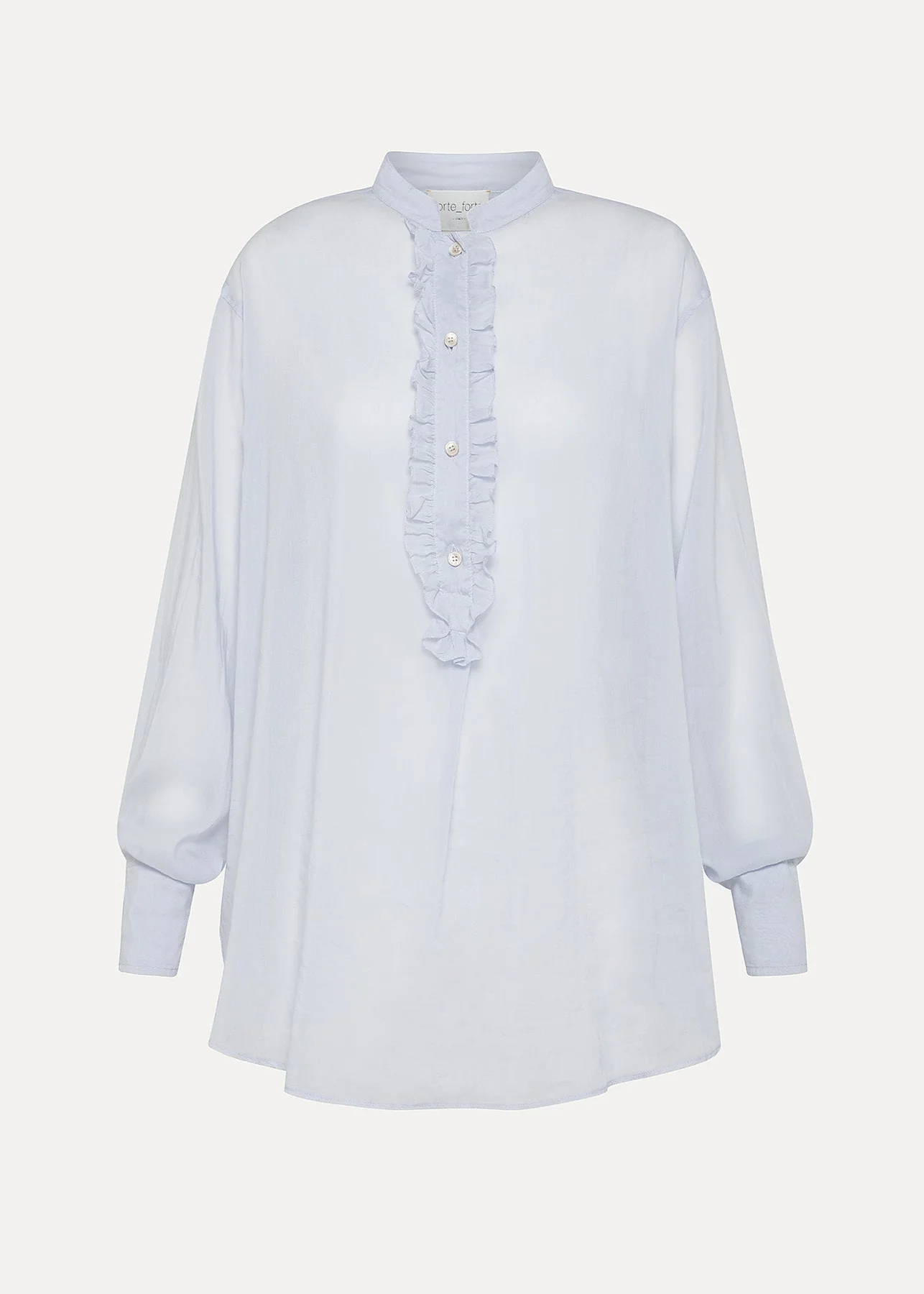 Cotton and Silk Voile Granddad Ruffle Shirt