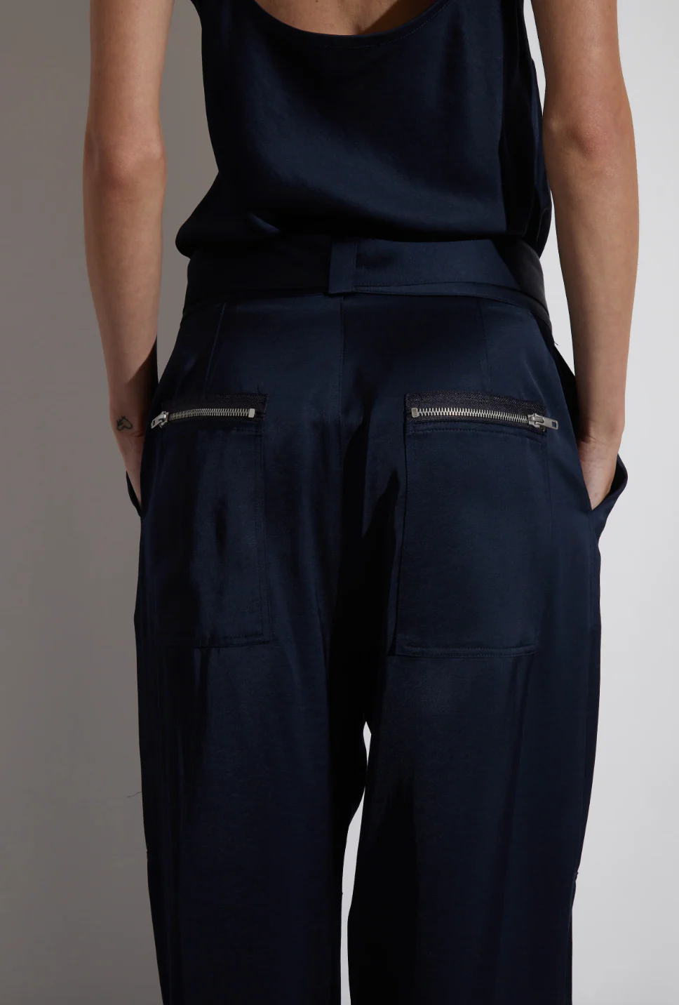 Courtney Charmeuse Pant in Navy - Image 2