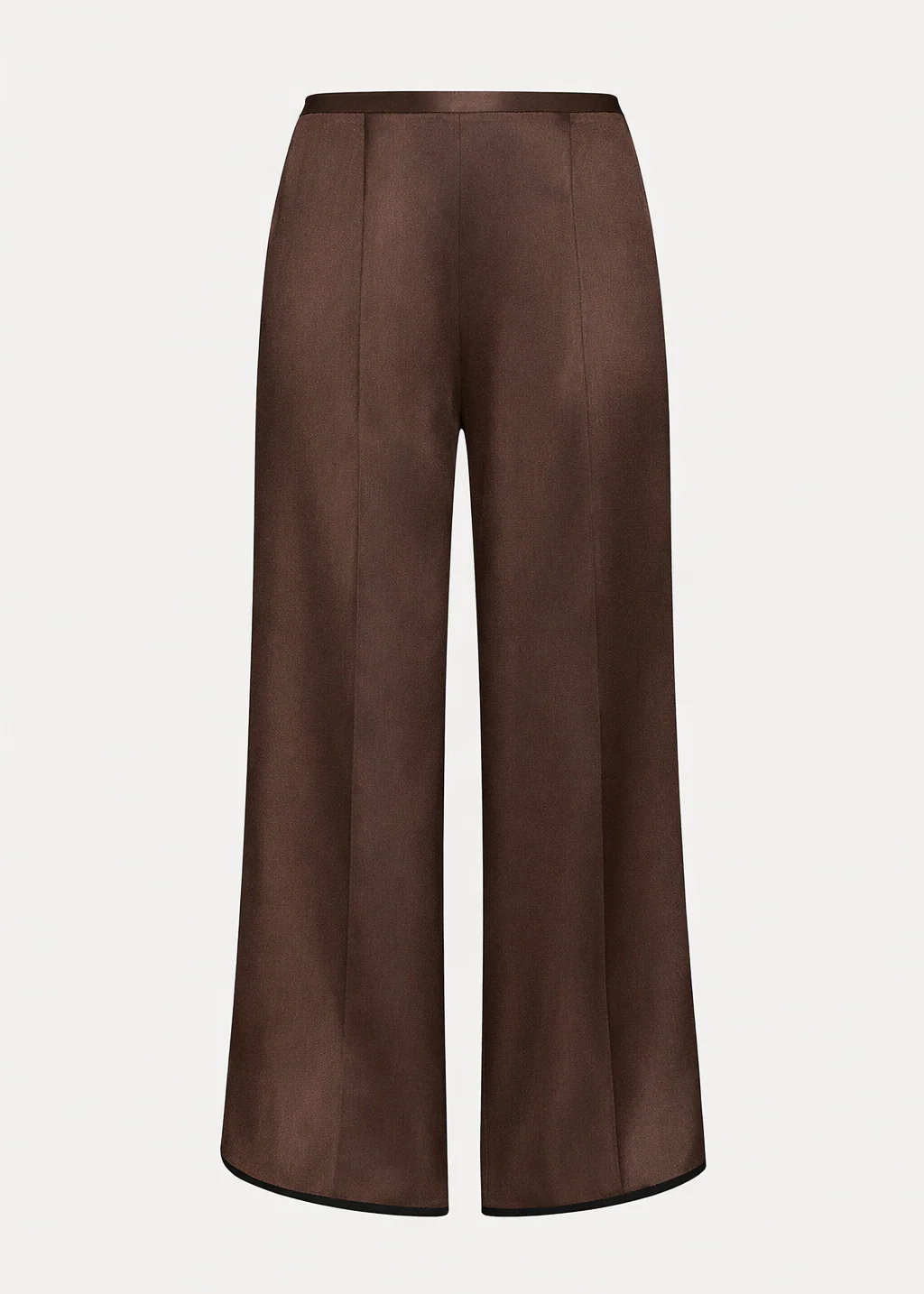 Cropped Trousers in Chocolate Envers Satin
