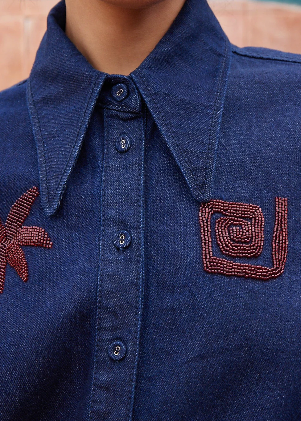 Delany Embellished Denim Shirt - Image 2